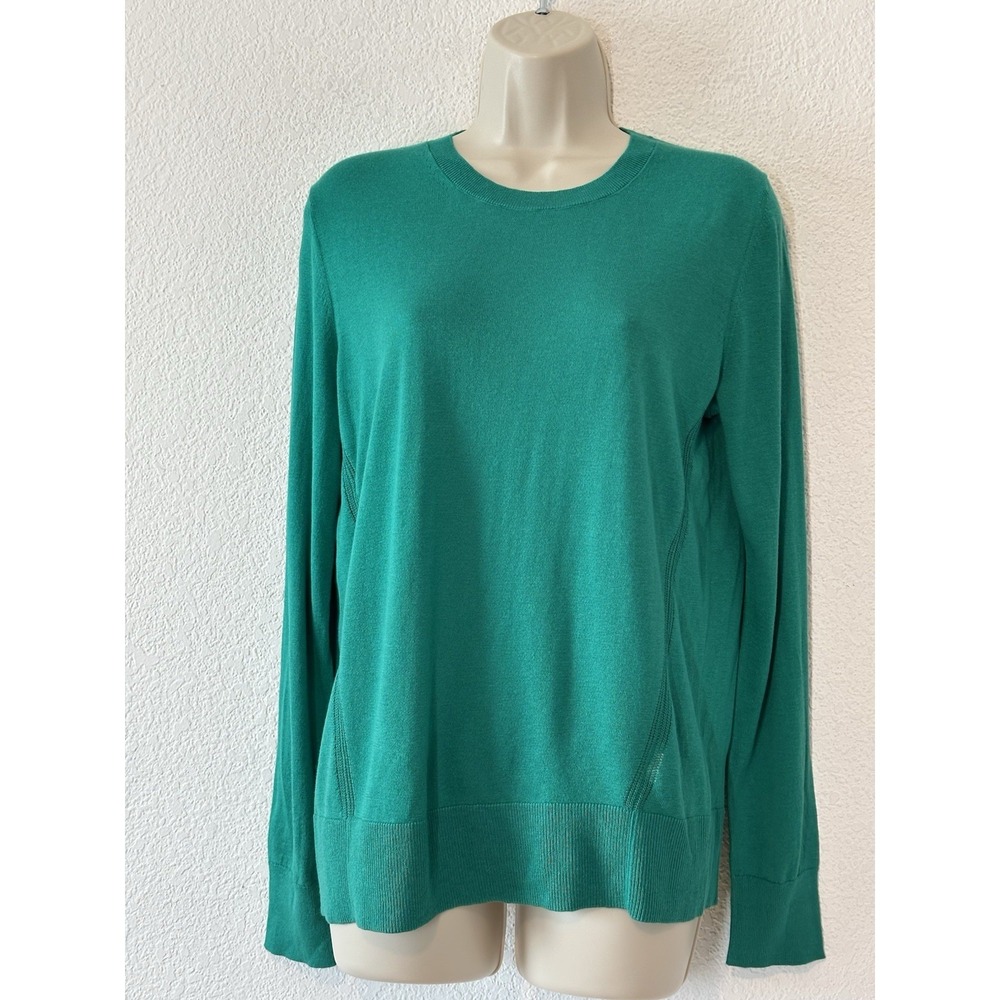 BANANA REPUBLIC Green Cotton Silk Crew Neck Sweater Medium Lightweight